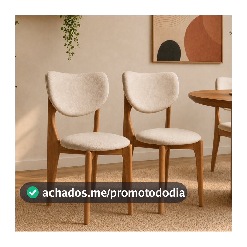Cadeira Líbia Estofada Kit 2 unid Sala de Jantar Recepção Escritório Madeira e Estofado Premium