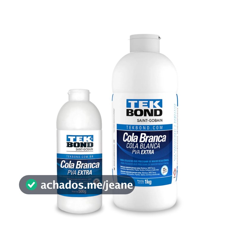 Cola PVA Branca Tek Bond Liquida Extra Multiuso Resistente Multiuso Madeira Madeira Artesanato