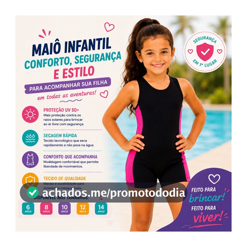 Maio Natação Infantil Juvenil Feminino Hidroginástica Praia do 6 ao 14