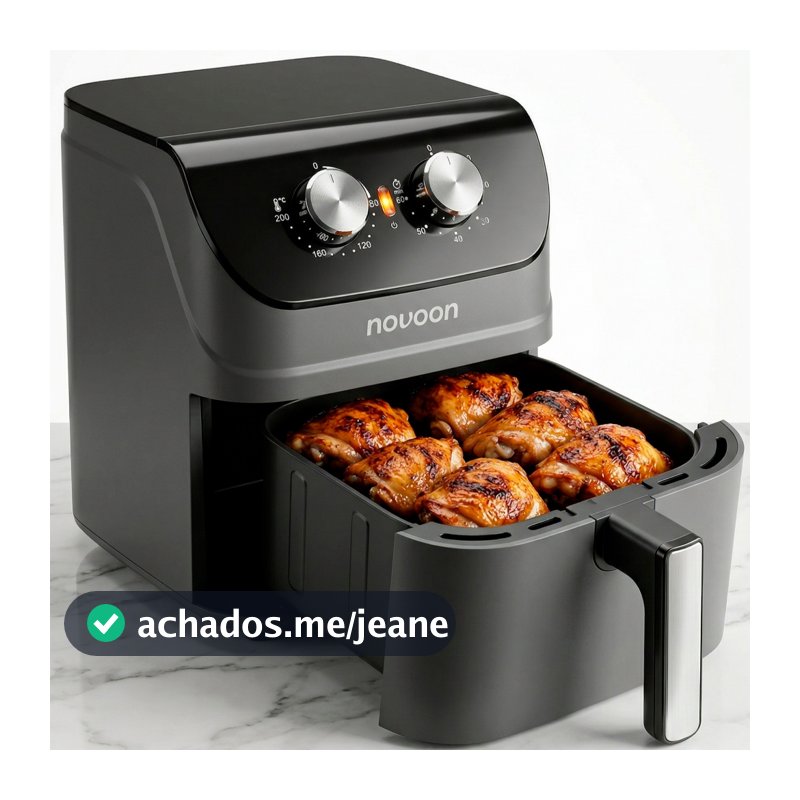 Air Fryer 4,5L Novoon 1400W Grande Capacidade Ideal Família Crocante Rápido 110/220V