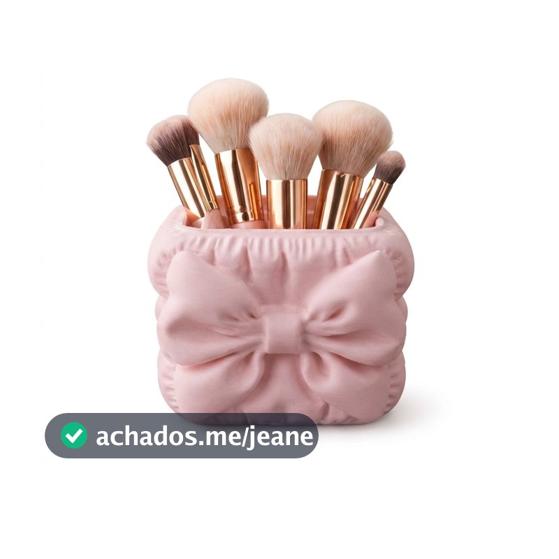 Porta Pincéis de Maquiagem Almofada com Laço Organizador Decorativo Moderno Fosco
