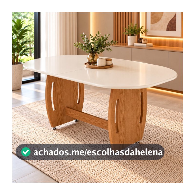 Mesa de Jantar 4 Lugares Oval 137x90cm – Montagem com Encaixe Invisível