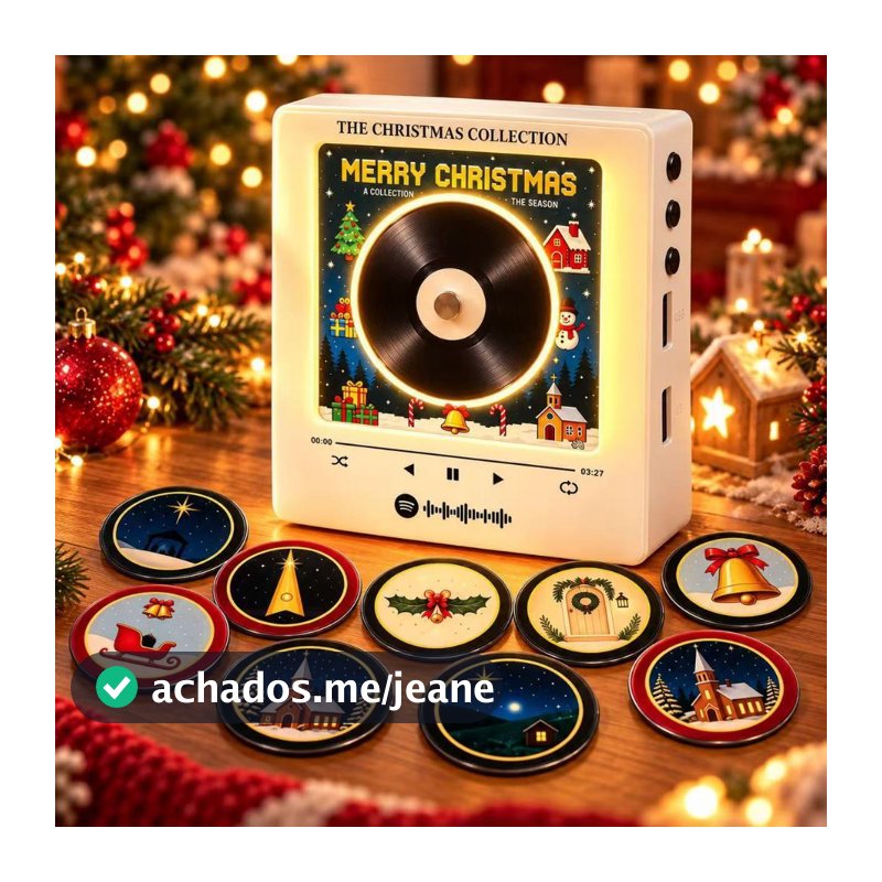 TechVibe Christmas Vinyl Player Registro De Geladeira Conjunto De Caixa De Música Magnética NFC Coleção De Natal Com 9 D