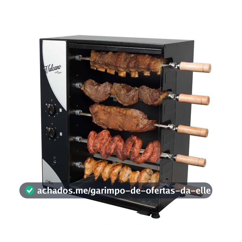 Churrasqueira Assador 5 Espetos Rotativo Giratório 56 Cm Gás Gn Bivolt Aço Vulcano - Arke