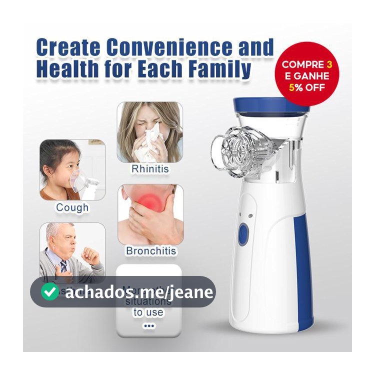 Nebulizador De Malha Portátil , Mini Inalador Silencioso Para Adultos E Crianças , Cuidados Nasais