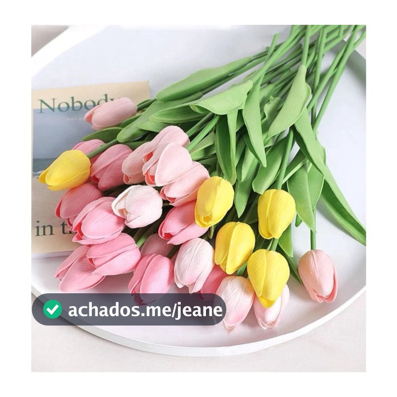 Kit com 3 Hastes Vara de Tulipa Toque Real Artificial