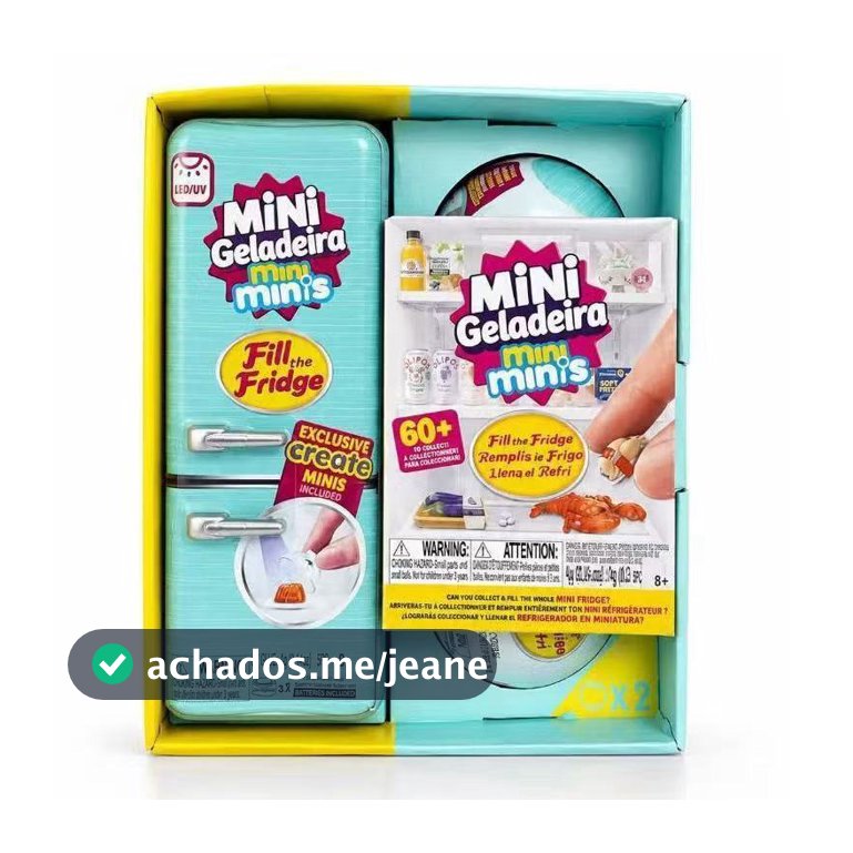 Mini Geladeira de Brinquedo + 2 Cápsulas Minis | Colecionável Infantil