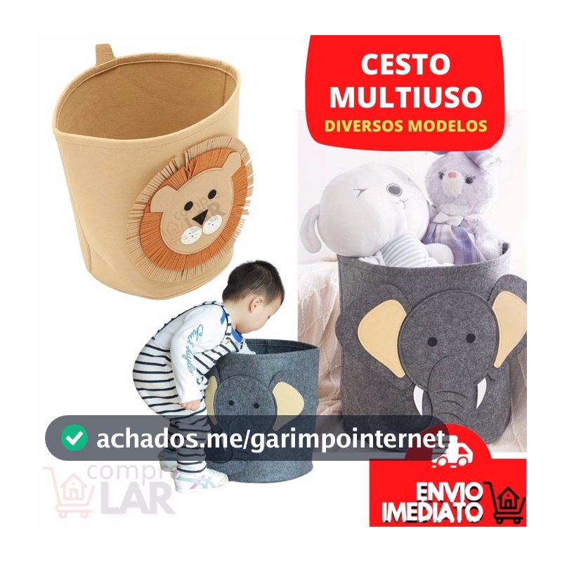 Cesto Organizador Infantil Bichinhos Animais Quarto de Criança Armazenador de Brinquedo Decoração Dobrável