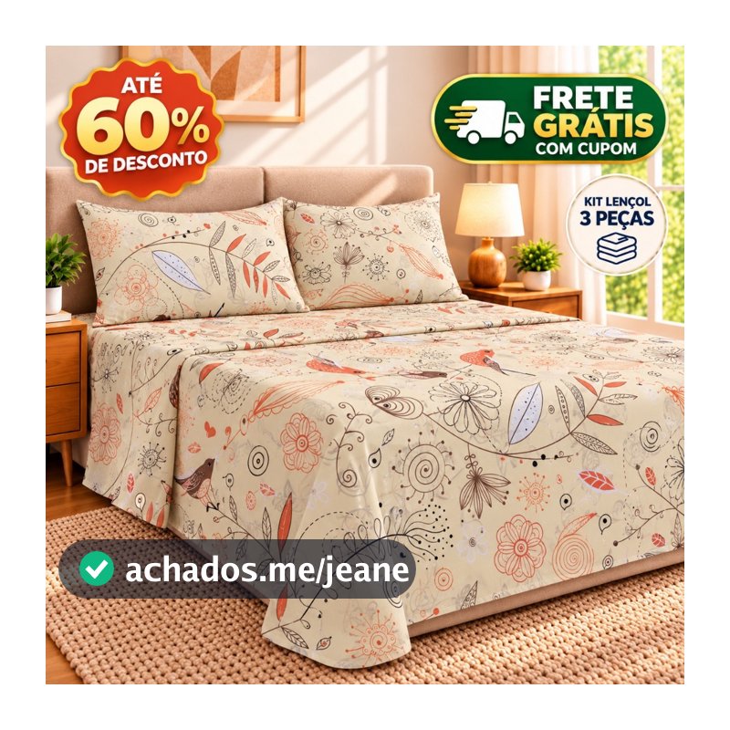 Kit Lençol 3Pçs Percal 500 Fios Casal Queen Linha Luxo Premium