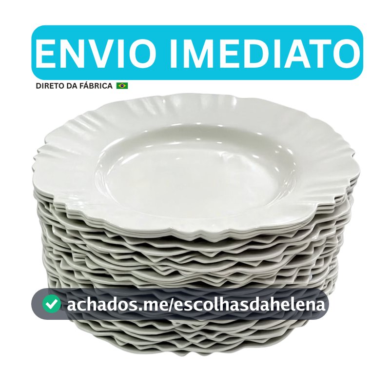 Kit Prato Fundo com Borda Branco Refeição Churrasco Festa Pratos Plastico