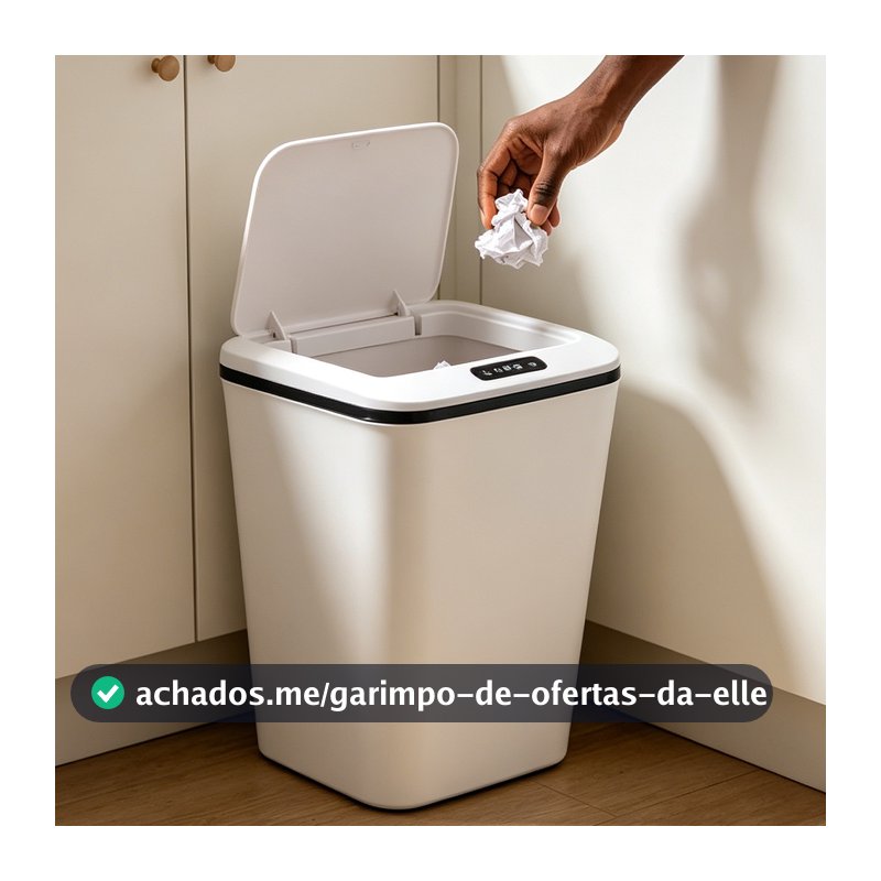 Lixeira com Sensor Automático 16L Recarregável Abertura Inteligente para Cozinha Banheiro Quarto Escritório