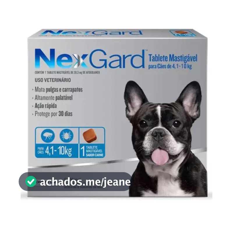 Antipulgas E Carrapatos Nexgard 4 A 10kg Com 1 Comp Nex Gard
