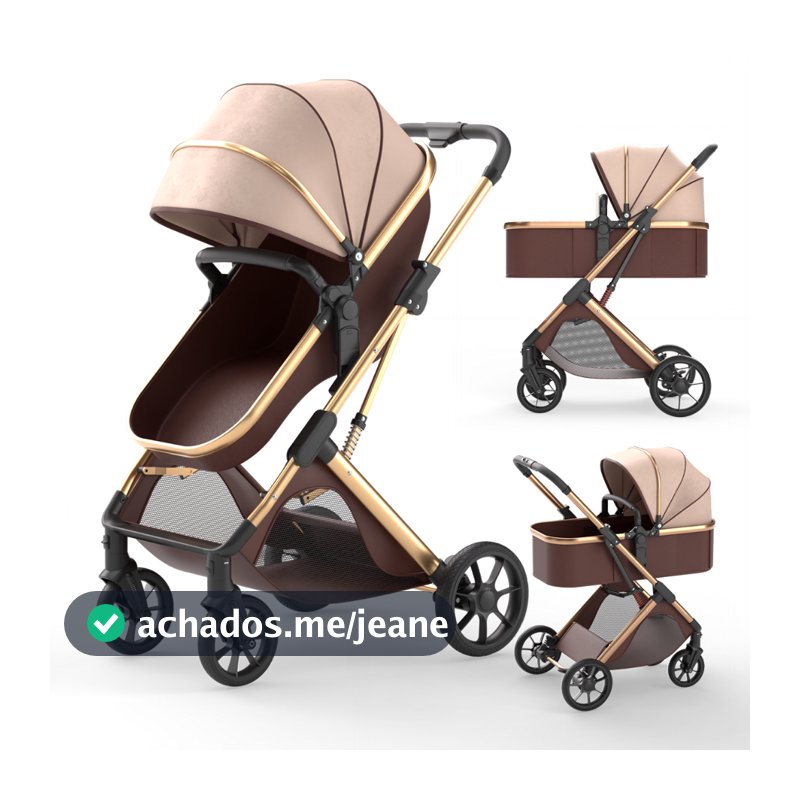 Carrinho Completo 3 EM 1 Com Conforto de Passeio Berço Reversível com até 15kg Dobrável Confortável De Bebê Europeu Luxo