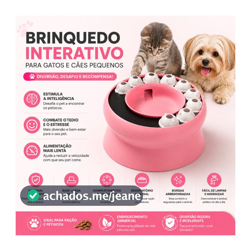 Brinquedos Interativos Para Animais De Estimação Gatos Alimentador Rotativo Lento Cor Rosa