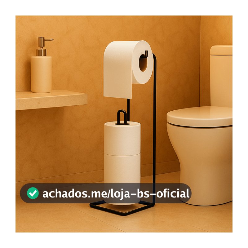 Suporte P/ Papel Higiênico Porta 3 Rolos de Papel Higiênico Chão Banheiro Aramado Preto Organização