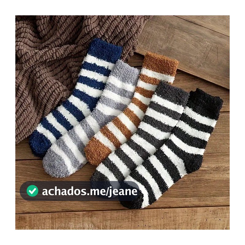 Kit 6 pares meias Femininas masculinas De Lã Felpuda Grossa Para Frio Quente Adulto Outono E Inverno Térmica