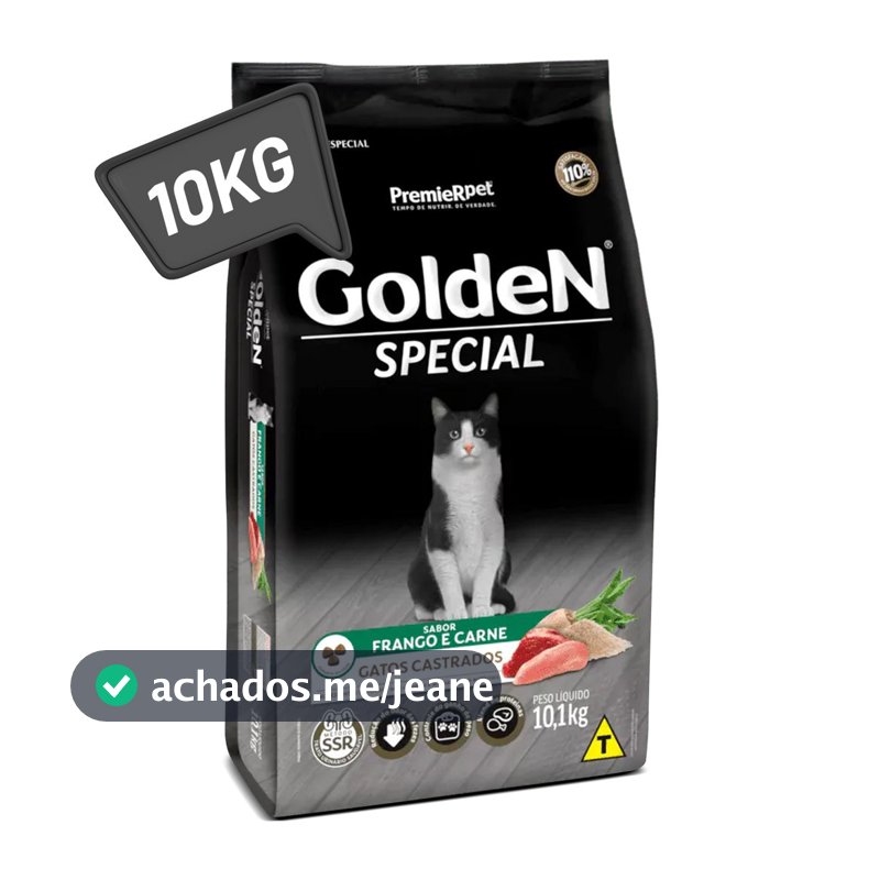 Ração Golden Gatos Castrados 10kg Frango e Carne