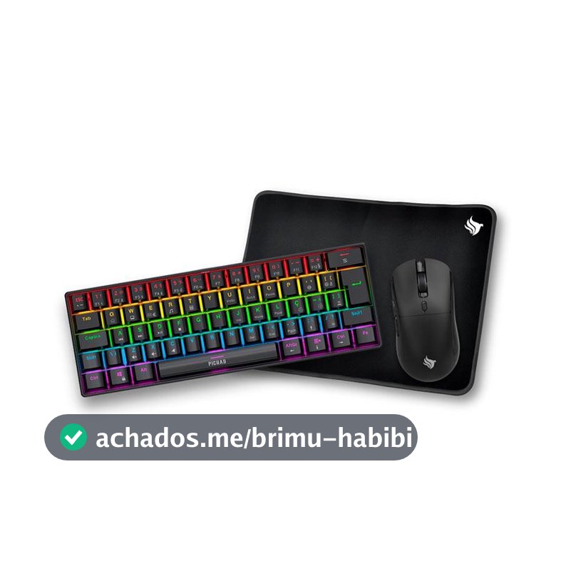 Combo Gamer Pichau NetunoLight3x1,Rainbow,Teclado MecanicoABNT2,Mouse 4200DPI,Mousepad PG-NTNL-RBW01