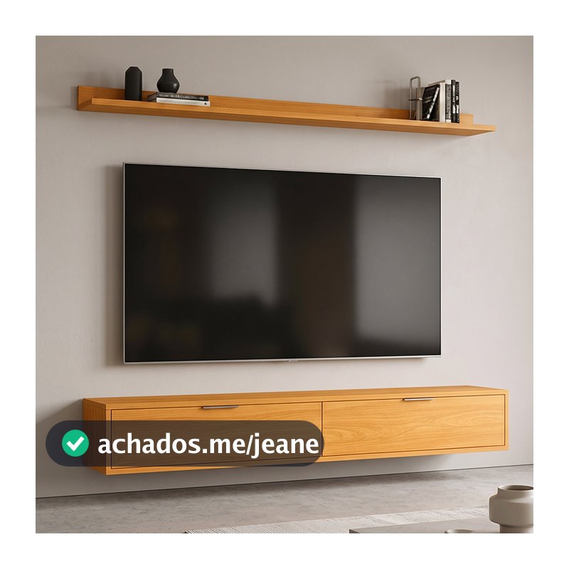 Rack Tv 65 Pol. Suspenso 160cm 2 Portas Lila Cinamomo Z49   - Mpozenato
