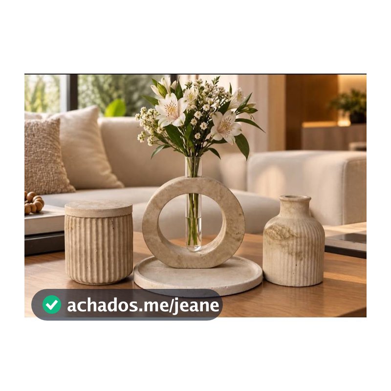 Vaso Decorativo Artesanal Oval Boho em Cimento