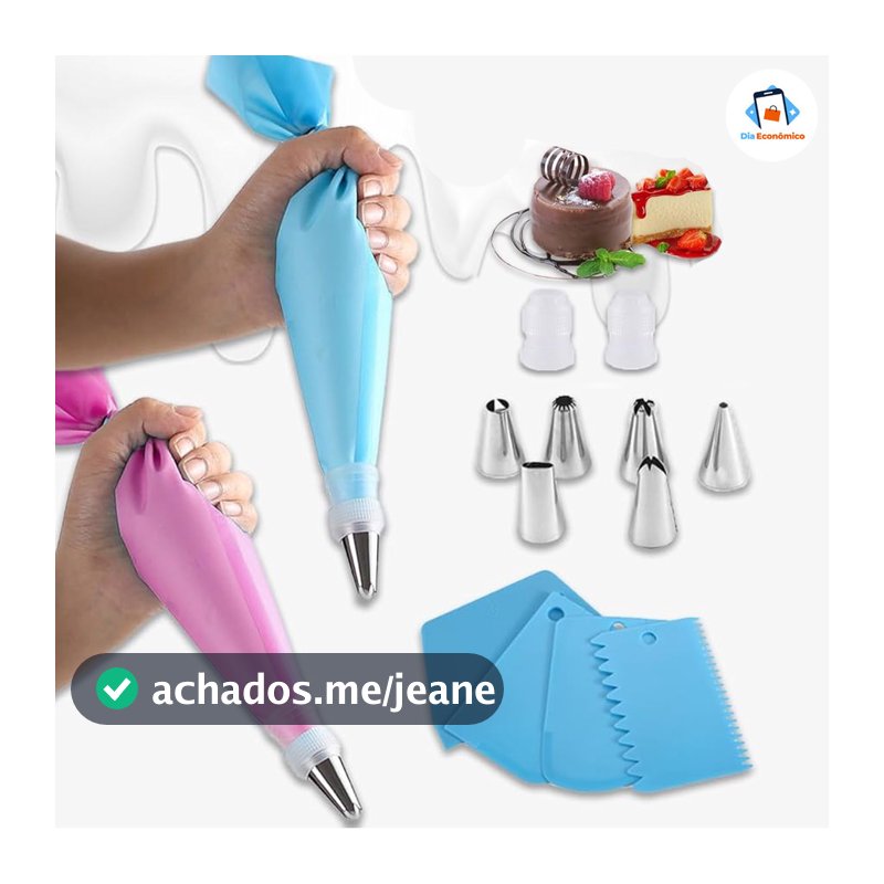 Kit Confeiteiro Completo 24 Peças - Sacos Reutilizáveis e Bicos Profissionais para Decoração de Bolos e Cupcakes