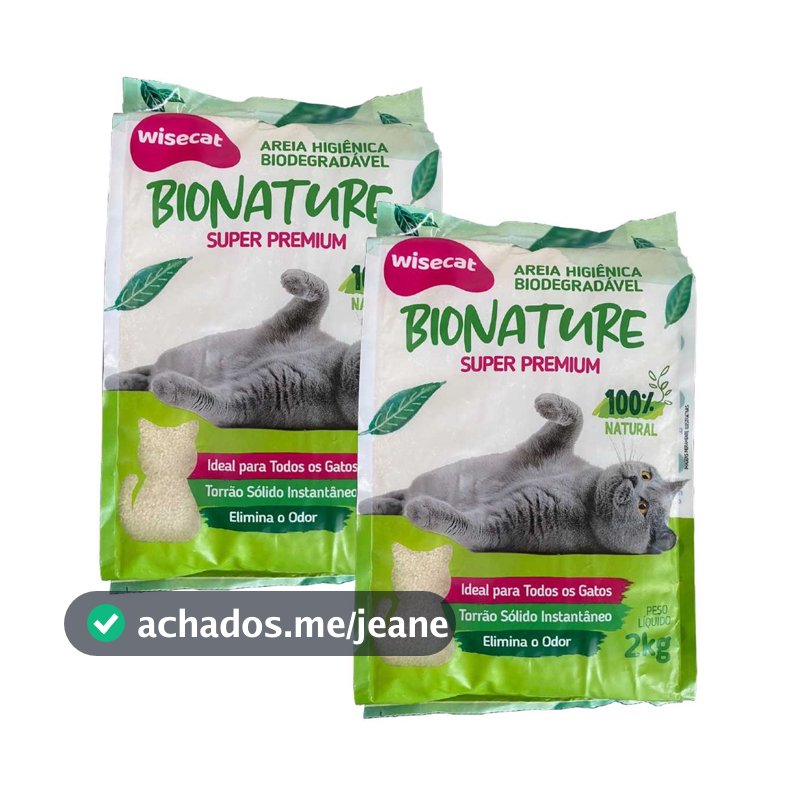 Areia De Mandioca Para Gatos Wisecat 2kg Kit 2Un