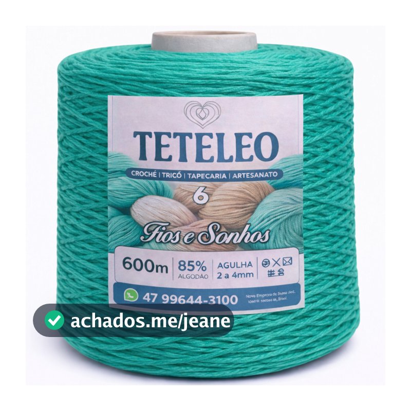 Barbante Nº6 TeTeLeo 85% Algodão – Extra Macio, Antialérgico, Sem Poeira, Não Desbota | Crochê e Artesanato Jade