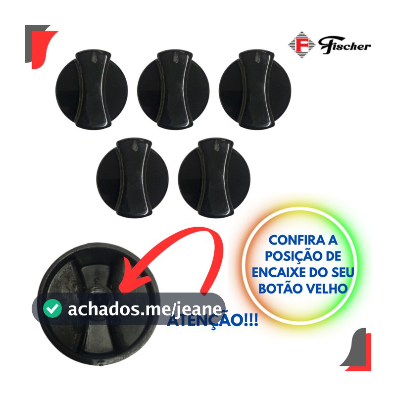 Kit Com 5 Botões Para Fogão Cooktop Fischer Envio Imediato