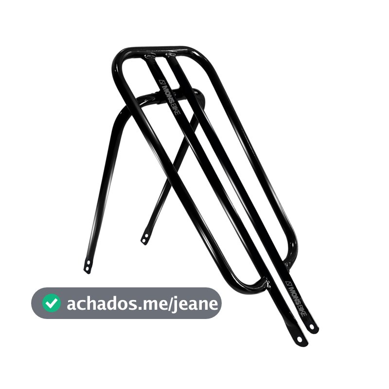Garupa Reta Preta Bike Bh Bagageiro Tubo Reforçado Garupeira