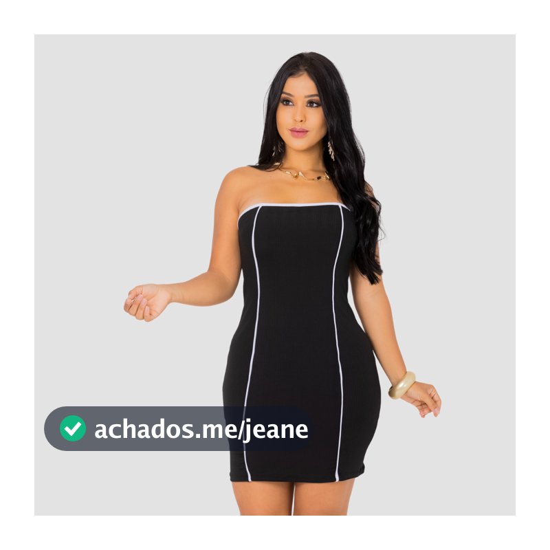 Vestido Feminino Tomara que Caia Bicolor Malha Canelada  Com Bojo Moda  e Tendência 2025