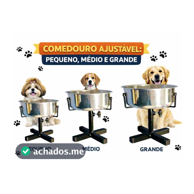 Comedouro ou Bebedouro Pet Ajustável Elevado Com Regulagem Para Cachorros e Gatos