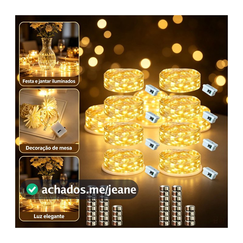 Kit C  5/10/20 Unidades Fio Fada Cordão Luz Leds 2 Metros Díodo Emissor De Luz Reutilizável Segurança Leds Decoração