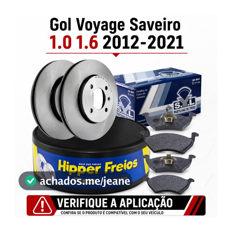Kit Disco de Freio Ventilado + Pastilha Dianteira VW Gol Voyage Saveiro 1.0 1.6 2012-2021