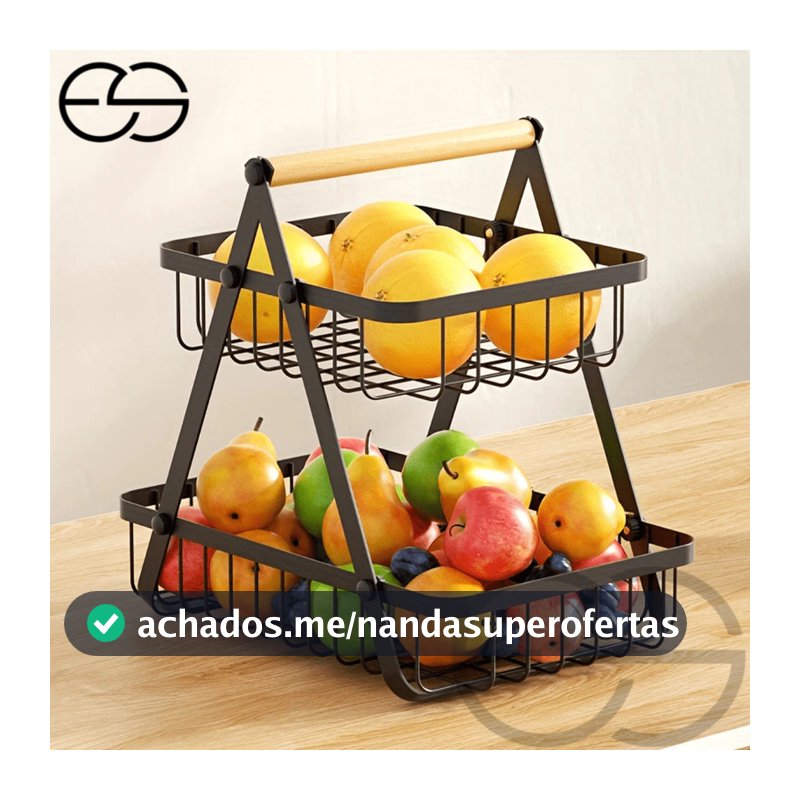 Fruteira de Mesa ou Cesto Multiuso Cesta de metal portátil Organizador para Casa Cozinha Escritório ES
