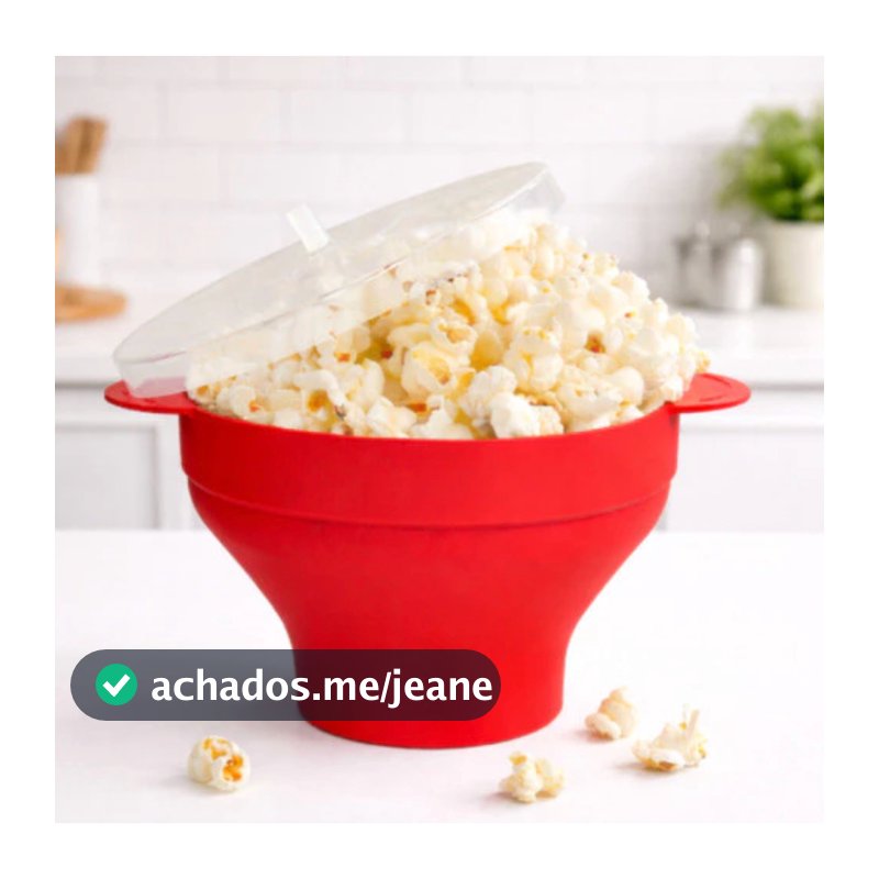 Pipoqueira Grande Para Micro-ondas Sem Óleo Balde Pipoca Silicone Redonda Com Tampa Livre BPA