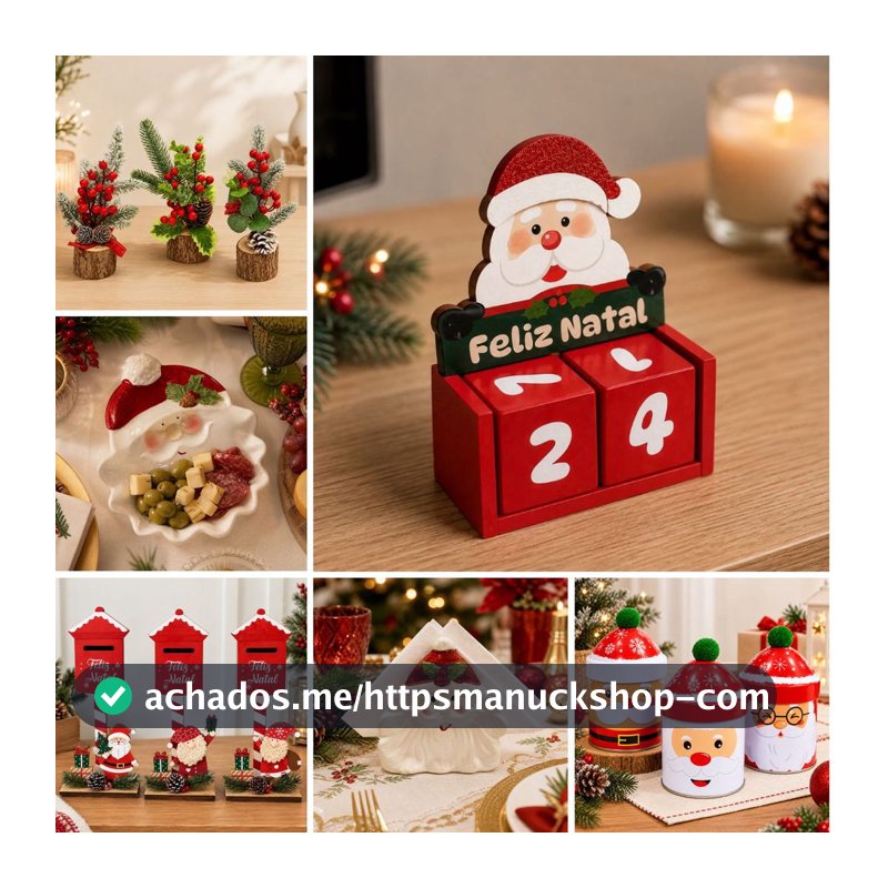 Decoração De Natal Enfeite Para Mesa e Casa Papai Noel