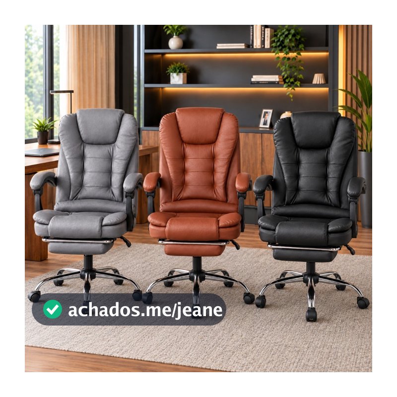 Cadeira De Escritório Presidente Ergonômica Thronus Marqs Home NR17 Couro Sintético Encosto Reclinável