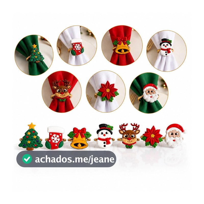 Anel Argola Porta Guardanapo Natal | Anel Mesa Posta Natalina | Argola Decoração para Mesa Posta de Natal