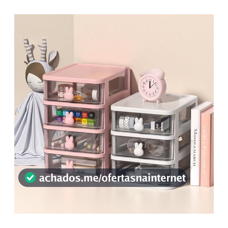 Organizador com Coelhos Fofos-Gaveta para Maquiagem,Bijuterias e Pequenos Objetos|Estilo Minimalista