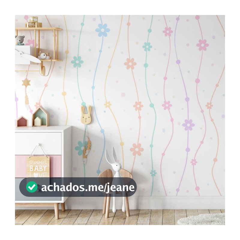 Papel de Parede Flores Quarto Adesivo Floral Infantil Autocolante - Papel de Parede Floral