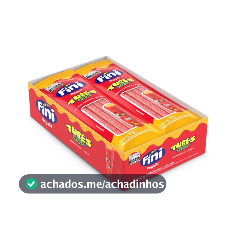 Fini Tubes Morango C Laranja Citrico 12 unidades de 15g