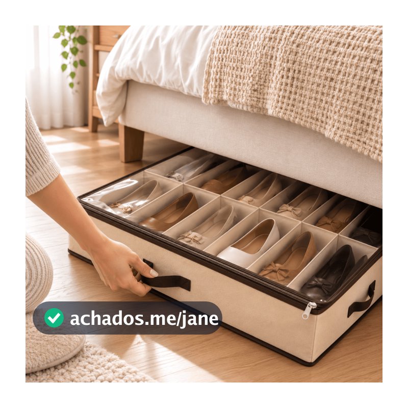 Sapateira Organizador Fléxivel 12 Pares Divisórias Sapato Tênis Chinelo Tampa Zíper Portatil CHEF D