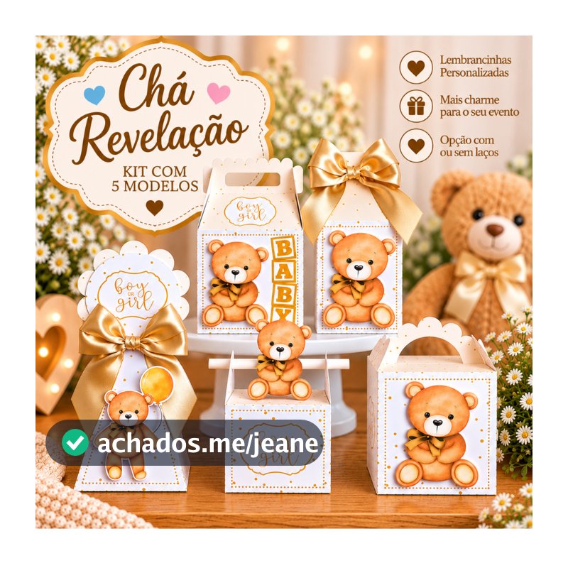 Caixinhas Personalizadas Chá Revelação Neutro 5 Modelos