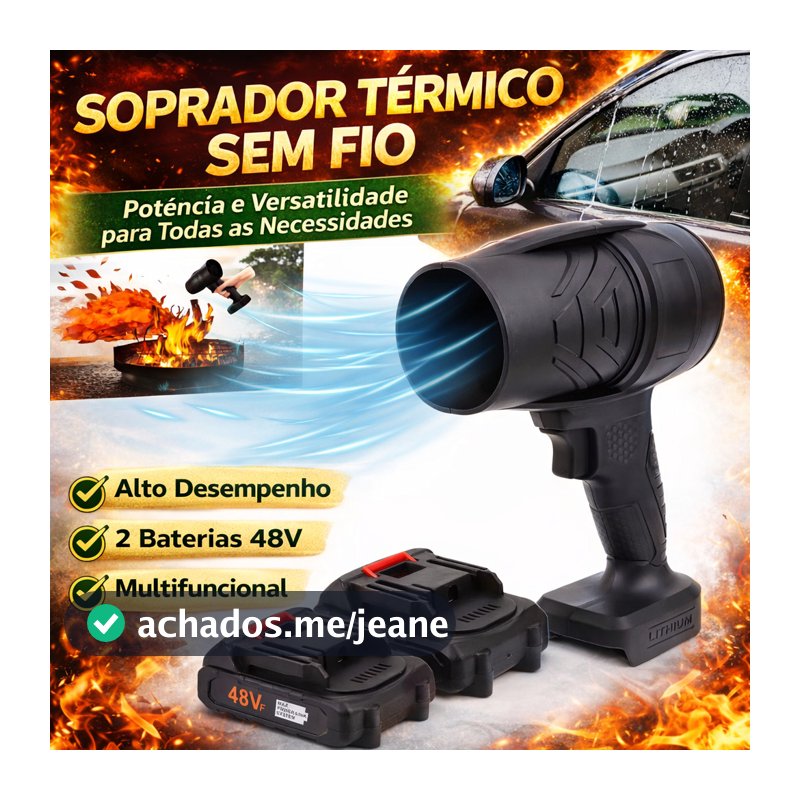 Soprador Turbo Portátil Recarregável 48v Com 1 Baterias ou 2 Bateria Potente Soprador De Folhas Limpeza Geral