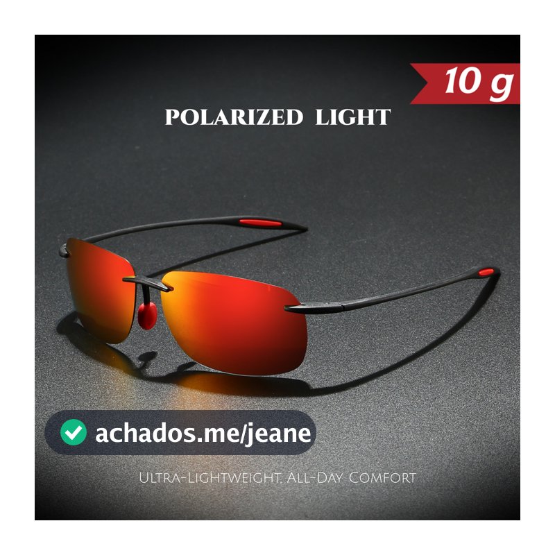 Óculos De Sol Polarizados Sem Moldura Ultra Leves 10g TR90 , Flexível , Confortável , Formato Quadrado Para Dirigir , Pe