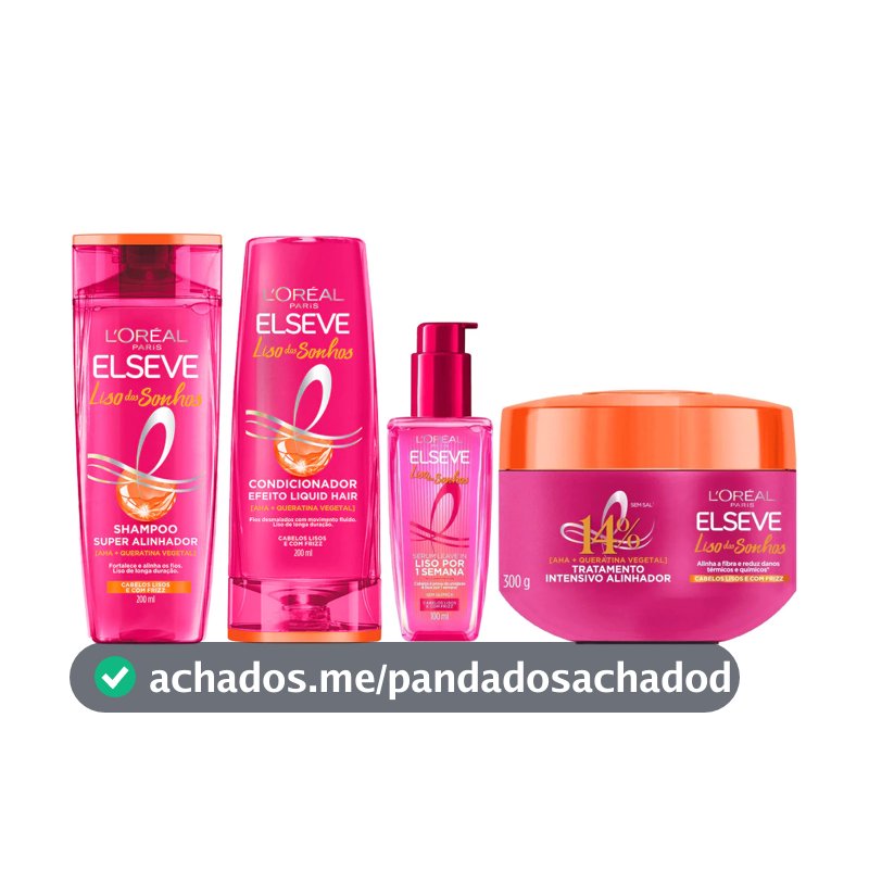 KIT ELSEVE SH + COND + SÉRUM + MÁSC LISO DOS SONHOS 4 ITENS