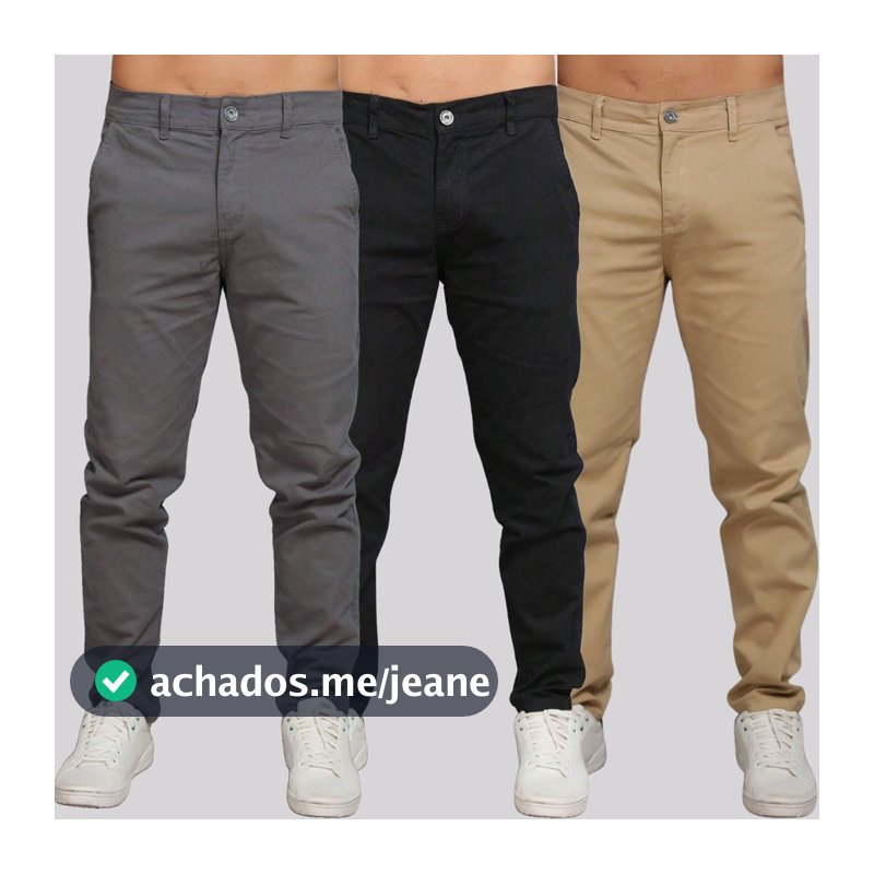 Kit 3 Calça Sarja Masculina Calca Masculino C/lycra Elastano