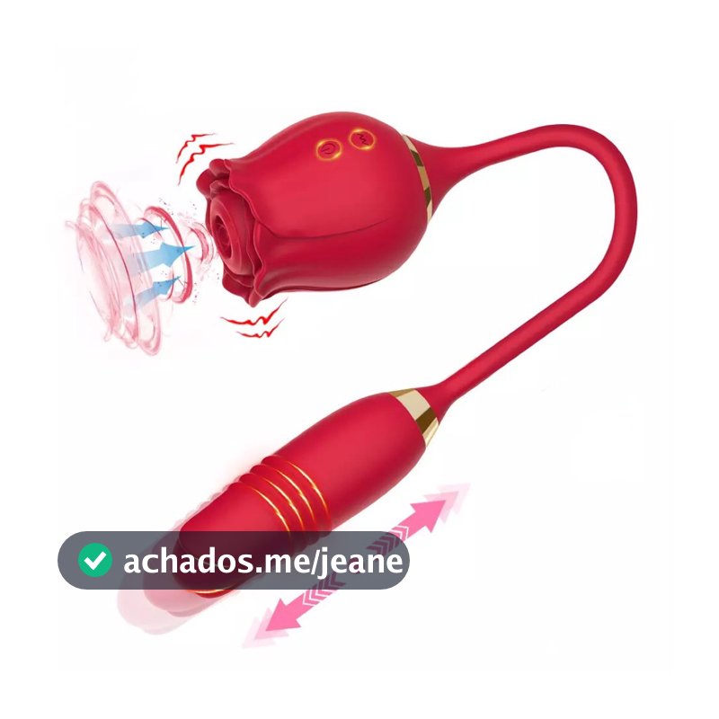 Vibrador Luxo Feminino Rosa Sugador de Clitóris e Estimulador de Ponto G Vai e Vem Recarregável Sex Shop