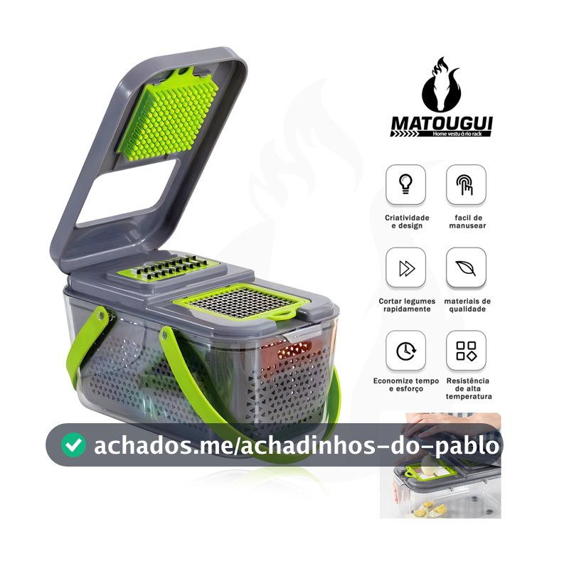 [Matougui]Ralador e cortador multifuncional de frutas, legumes e tubérculos, com 22 cortes diferentes