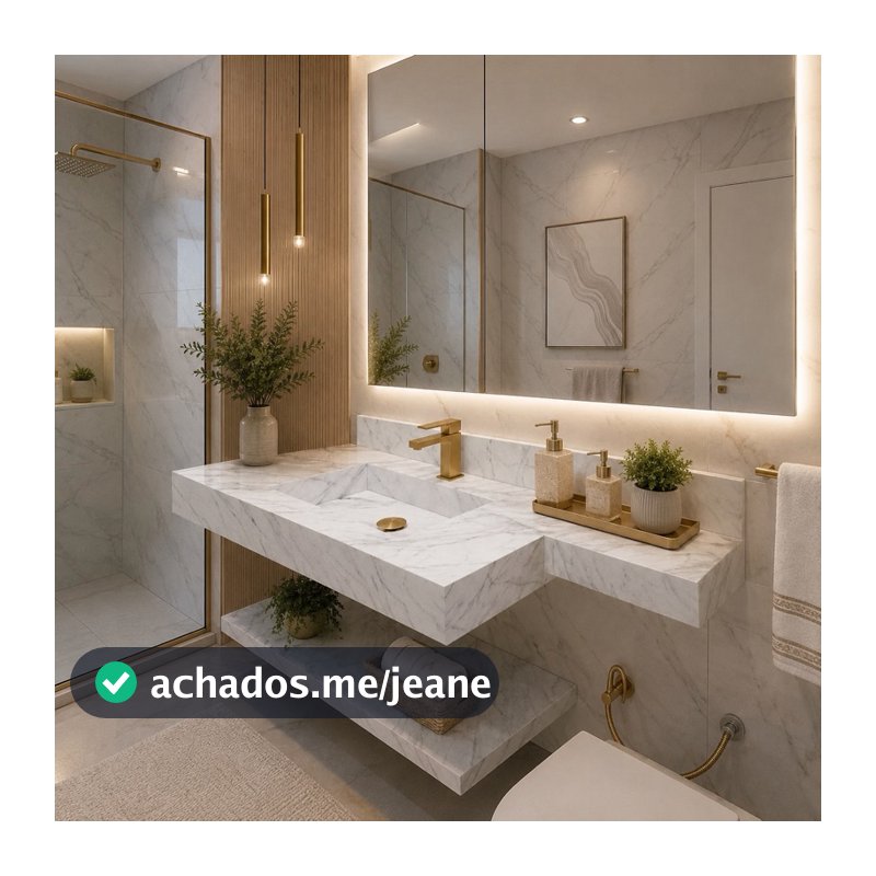 Kit Lavatório Esculpido Prateleira e Extensor em Porcelanato DM – 50x40 | 60x40 | 70x40 + Prateleira + Extensor